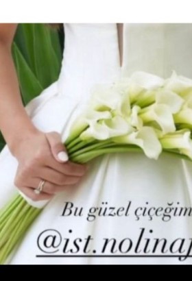 White cala gelin buketi