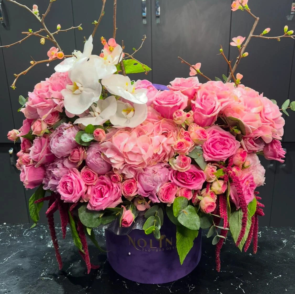 Mor Kadife Kutu Aranjman